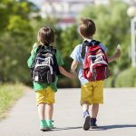 Little children leaving school